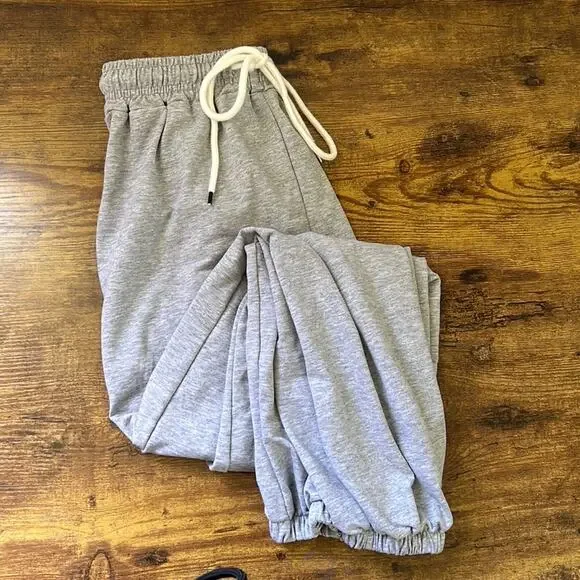 Heathered Gray Soft Jogger Drawstring Sweatpants With Pockets - Picture 2 of 12